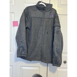 Detroit Pistons (Motown) Zip Up Winter Jacket Mens L Grey Heavy Fleece/Nylon